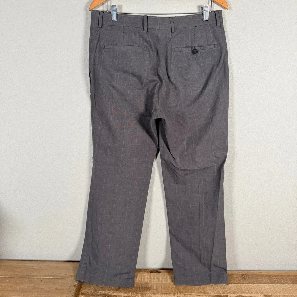 Banana Republic‎ Dress Pants Mens 33x32 Gray Glen Plaid Windowpane Cotton Chinos
